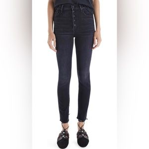 Mother black high rise jeans with frayed bottoms